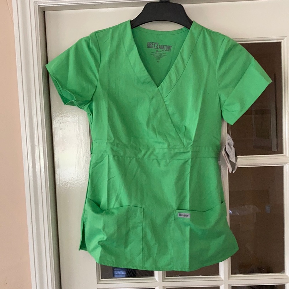 Chartreuse greys anatomy uniform top